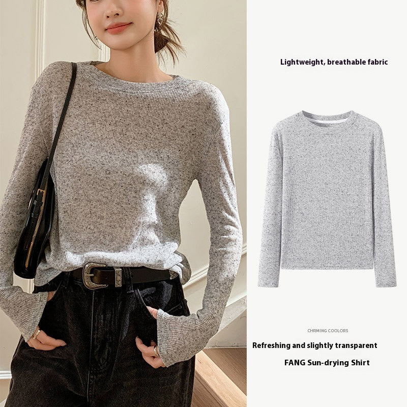 Soft Glutinous Sweater Hollow Sweater Round Neck Loose Top