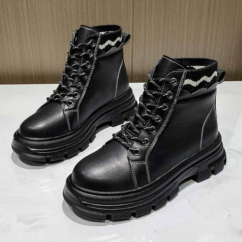 Platform Round Toe Square Heel Women's Boots