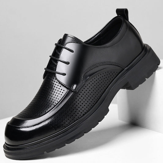 Hollow Leather Shoes Men's Plus Size Low-top Business