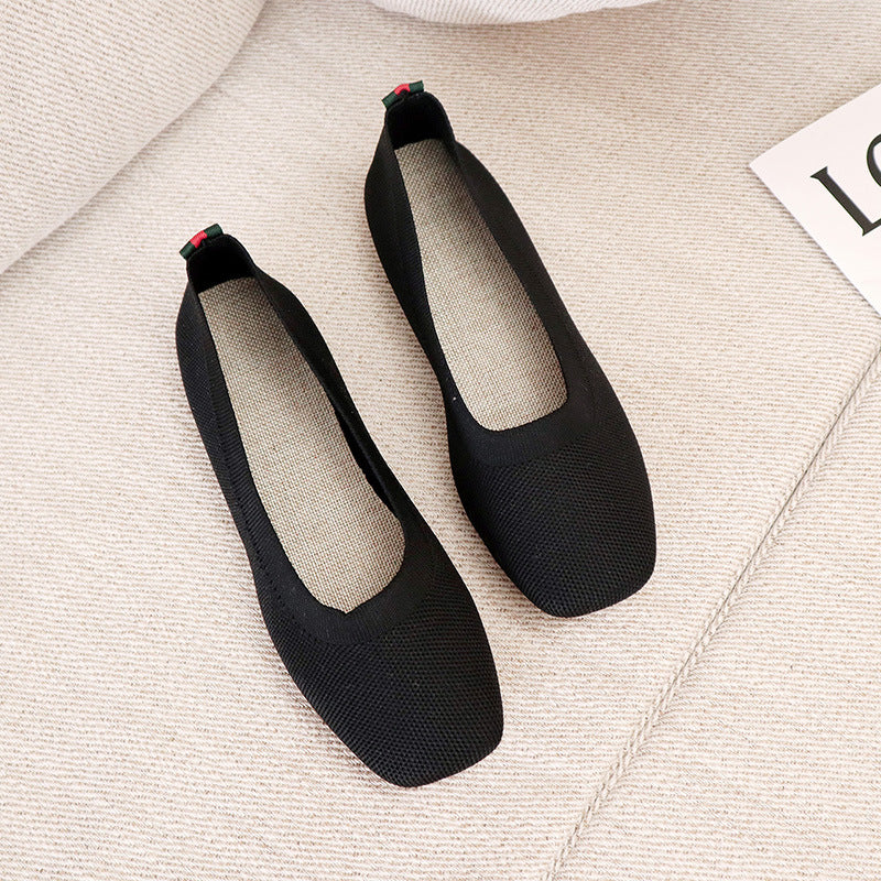 Ladies New Knitted Fashion Flat Peas Shoes Casual Shoes