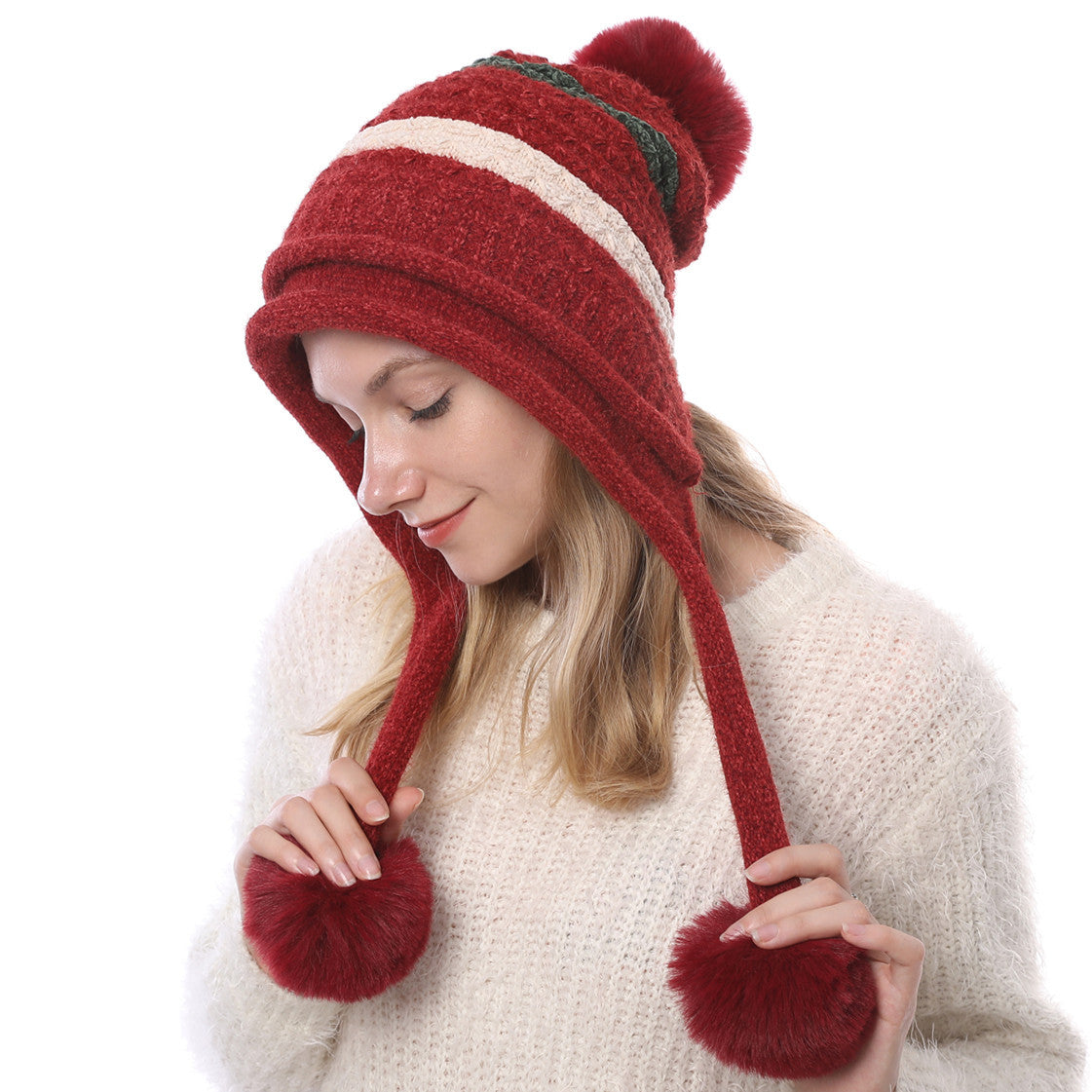 Ladies' New Autumn Fleece Warm Ball Knitted Hat
