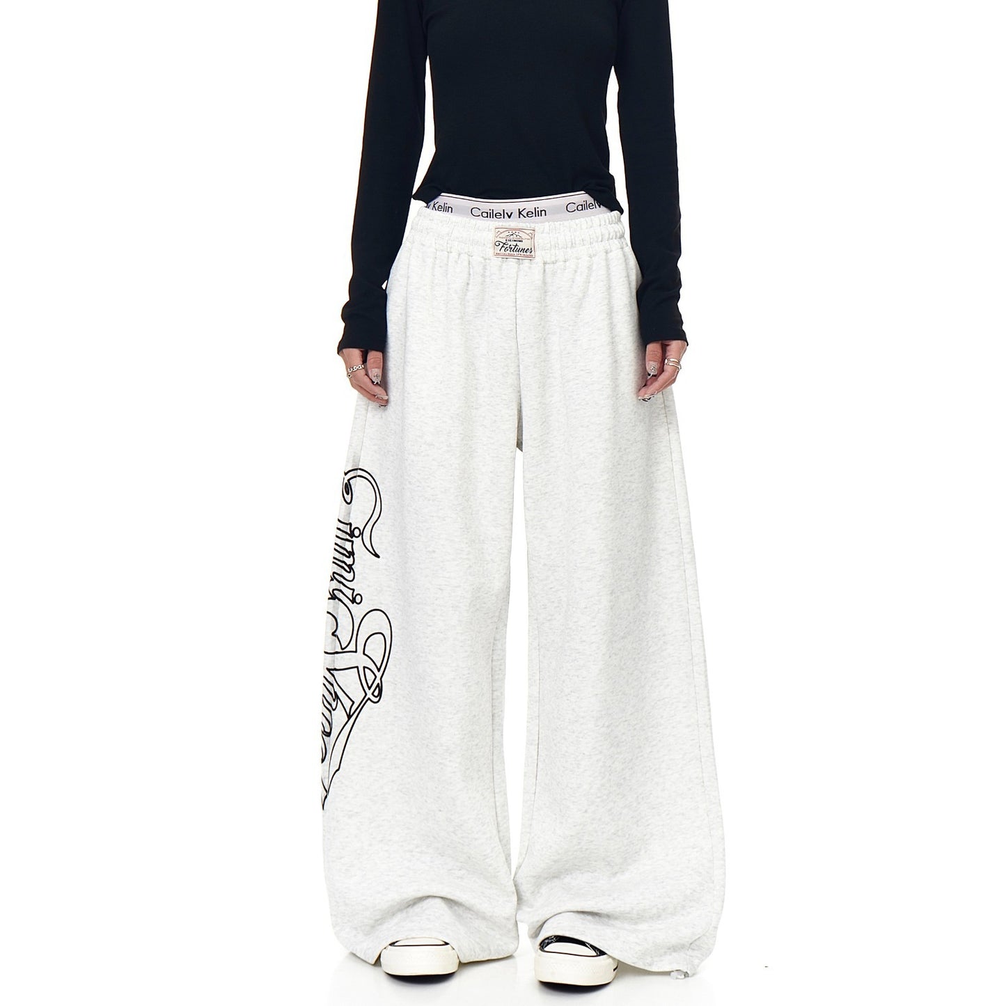 Womens Straight-Leg Sweatpants With Retro American-Style Letter Print