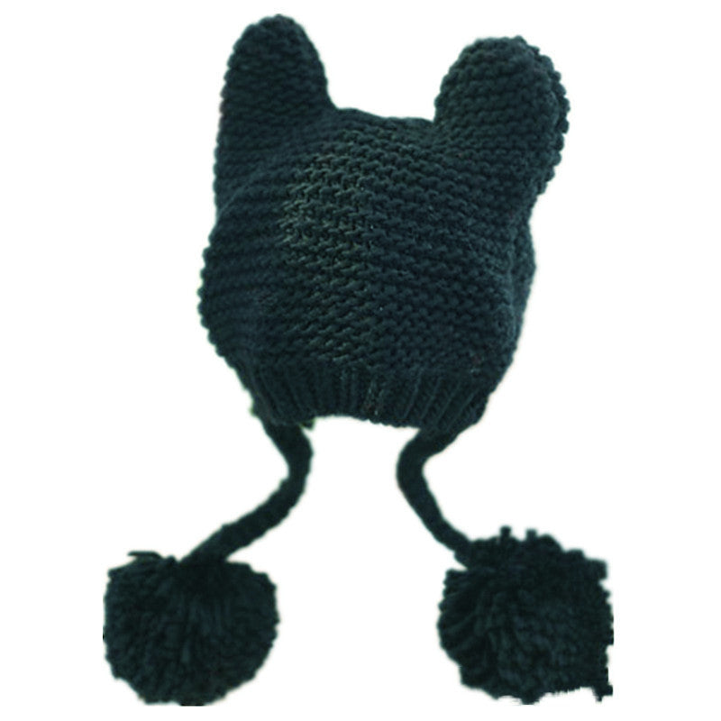 Warm Women's Hand Knitted Kawaii Cat Ears Hat