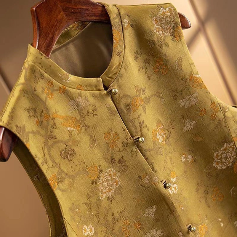 Heavy Woven Printed Satin Silk A- Line Women's Vests Plus Size