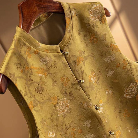 Heavy Woven Printed Satin Silk A- Line Women's Vests Plus Size