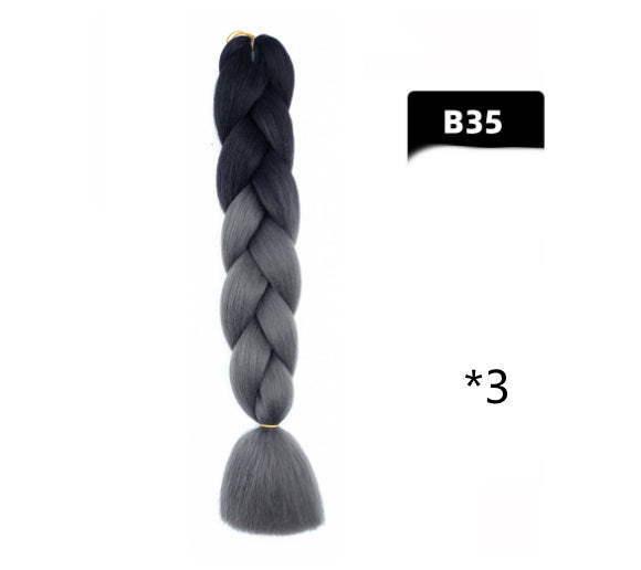 Color Big Braid African Chemical Fiber High Temperature Silk Wig Gradient