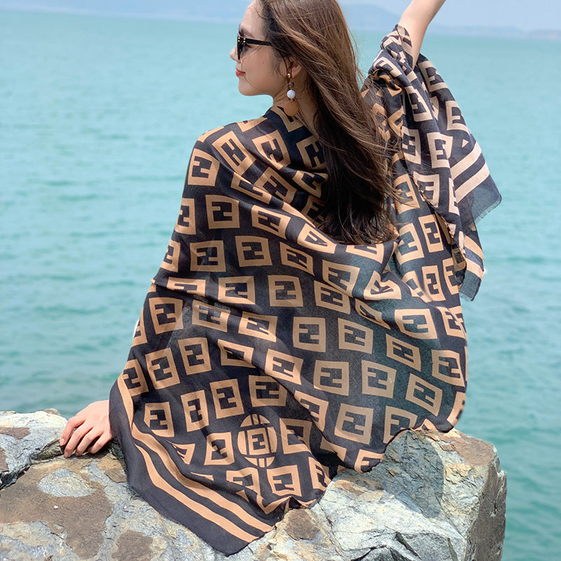 Women's Thin Ethnic Style Scarf Oversized Sunscreen Shawl