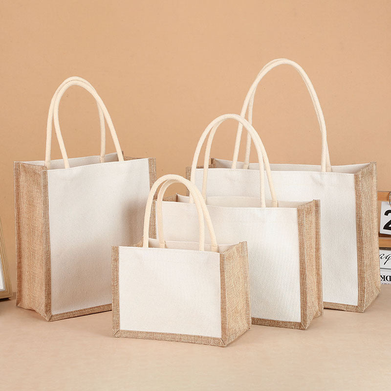 Burlap Hand Painted Canvas Linen Tote Bag