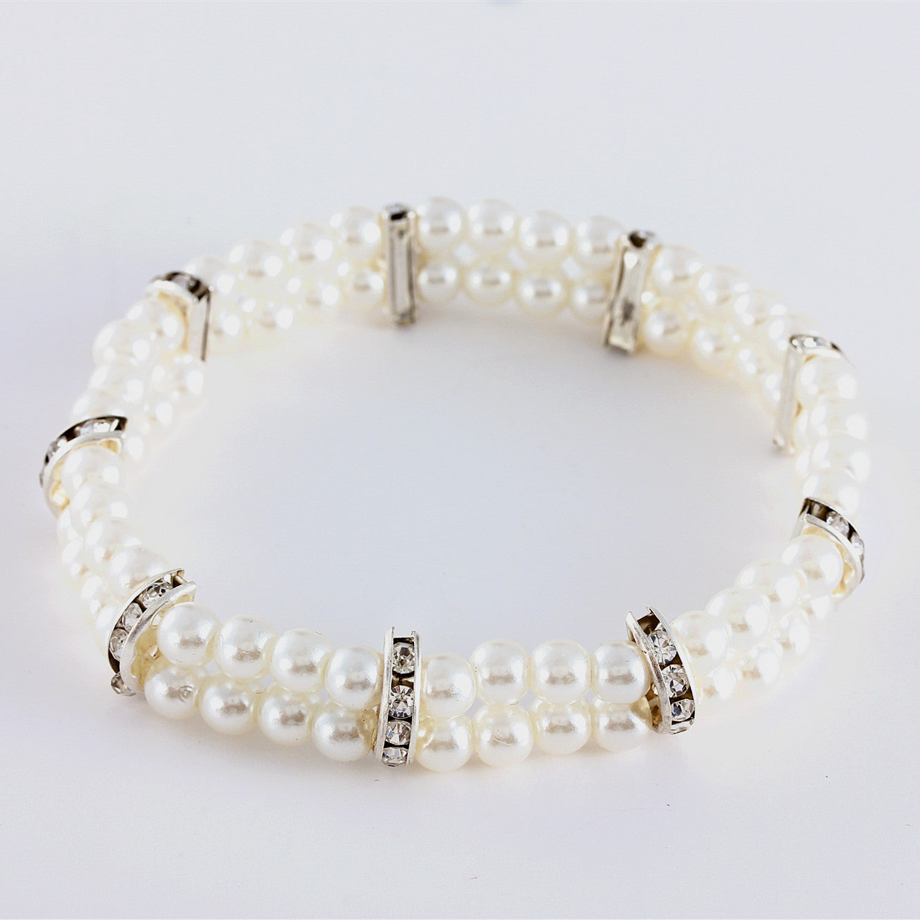 Pet Supplies Two Row Pearl Necklace With Elastic