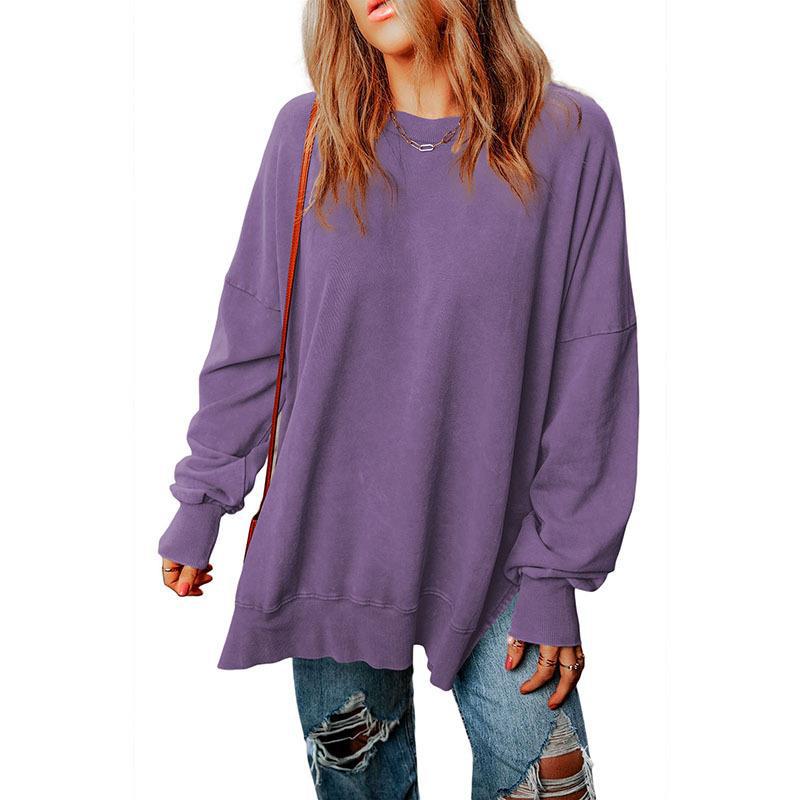 New Solid Color Loose Pullover Top Women