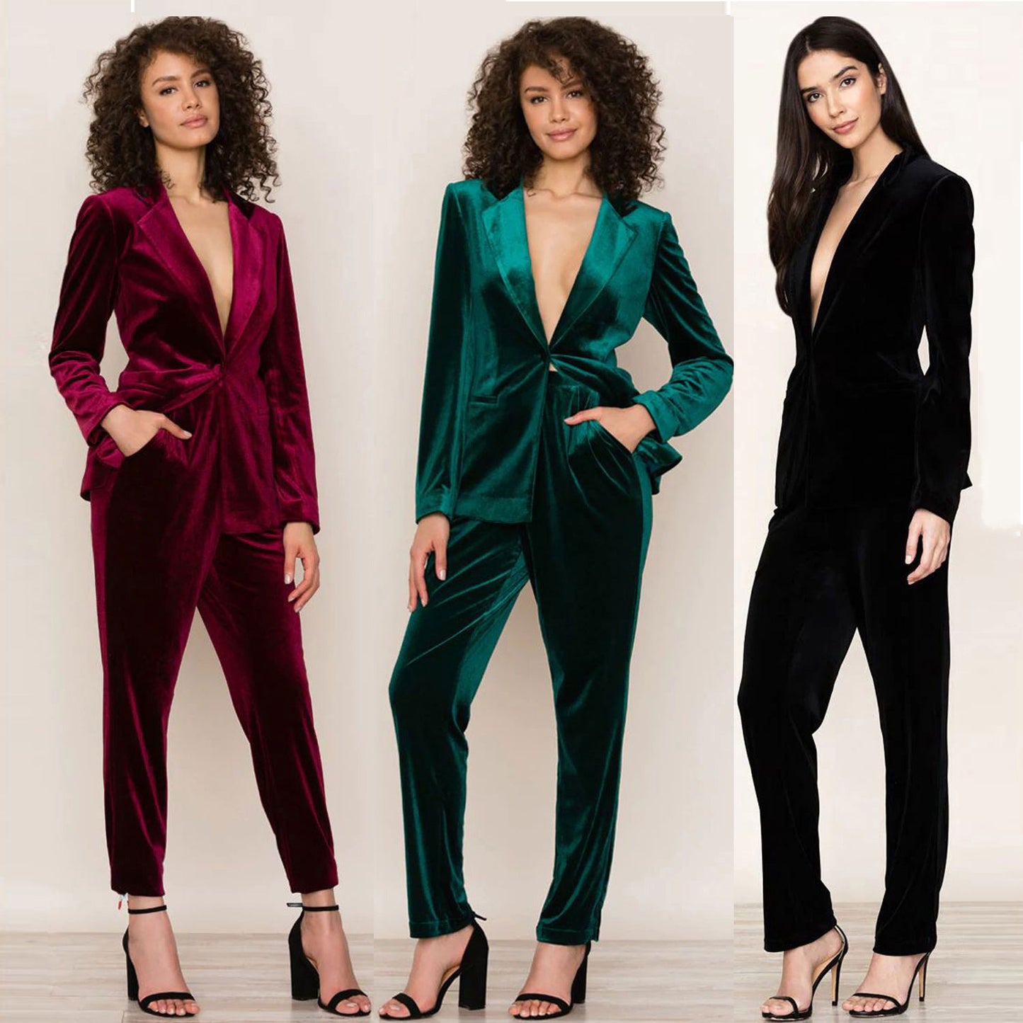 New Gold Velvet Suit For Women Casual Commuter Two-piece Blazer Set