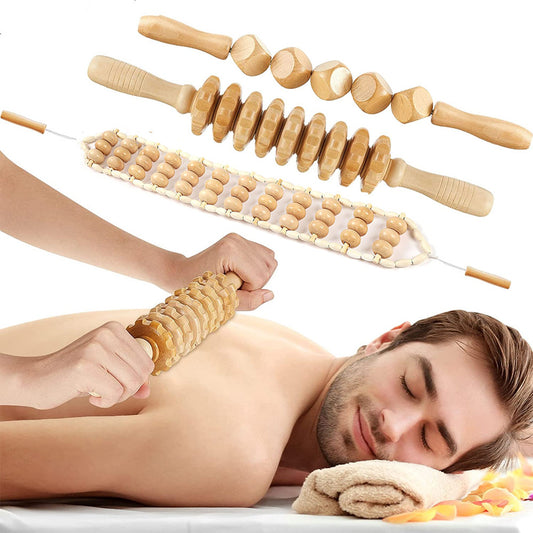 3 stk. træ anti-cellulite massagerulle til hånden