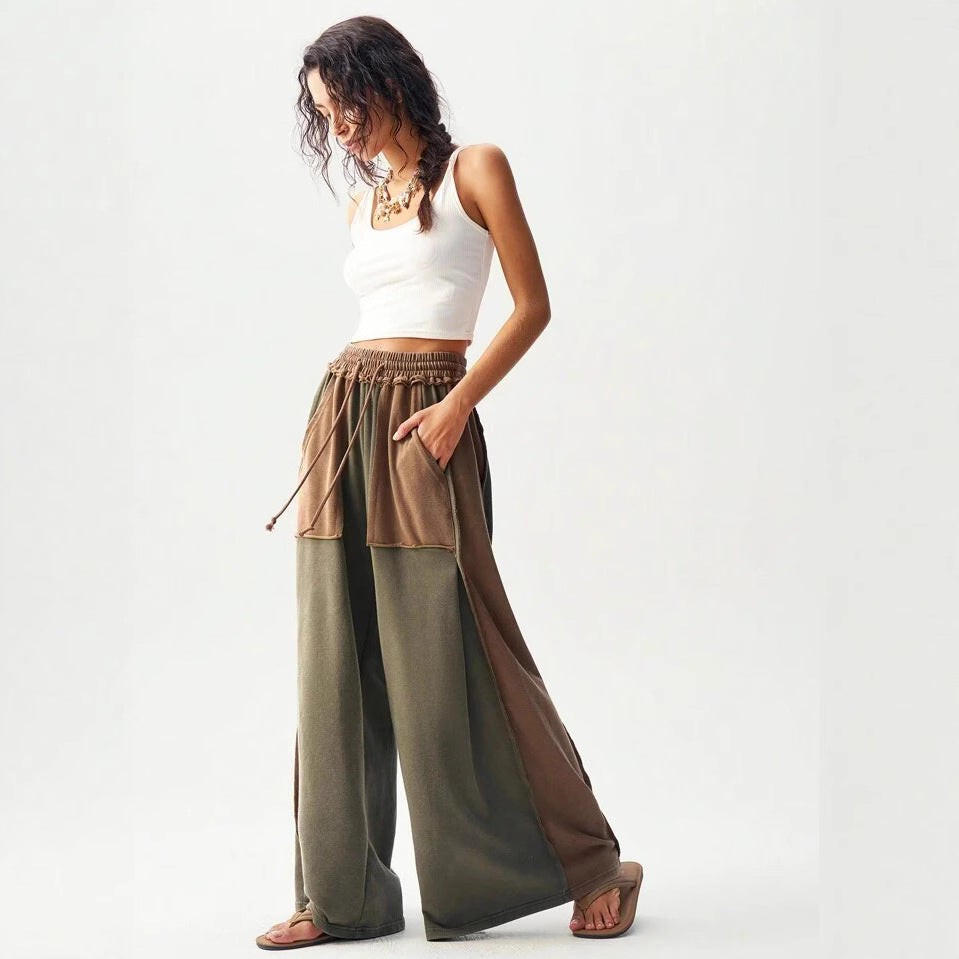 Cotton Casual Loose Japanese Style Retro Minority Splicing Design Casual Pants