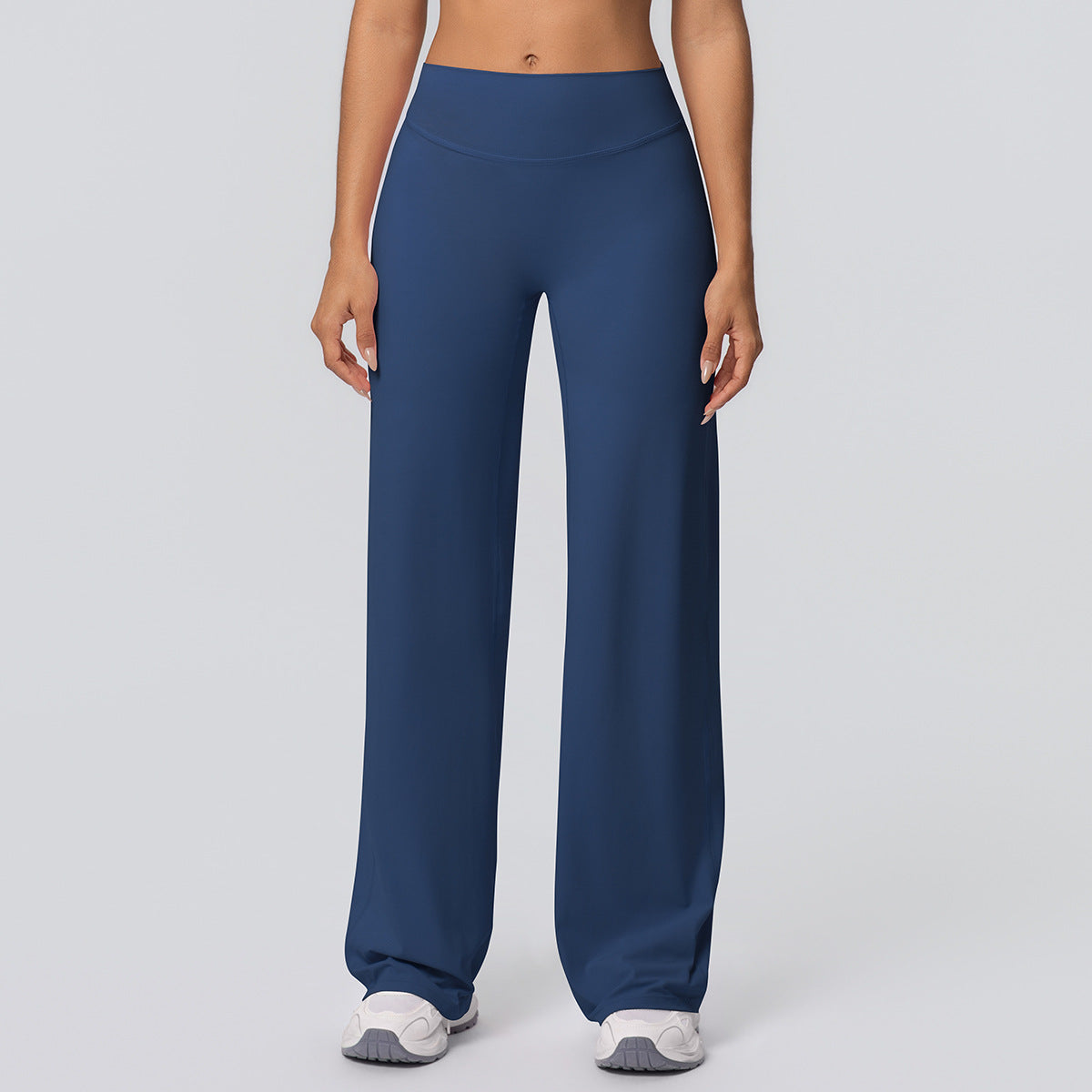 Double-sided Brushed Solid-color High-waisted Loose-fitting Breathable Yoga Wide-leg Pants