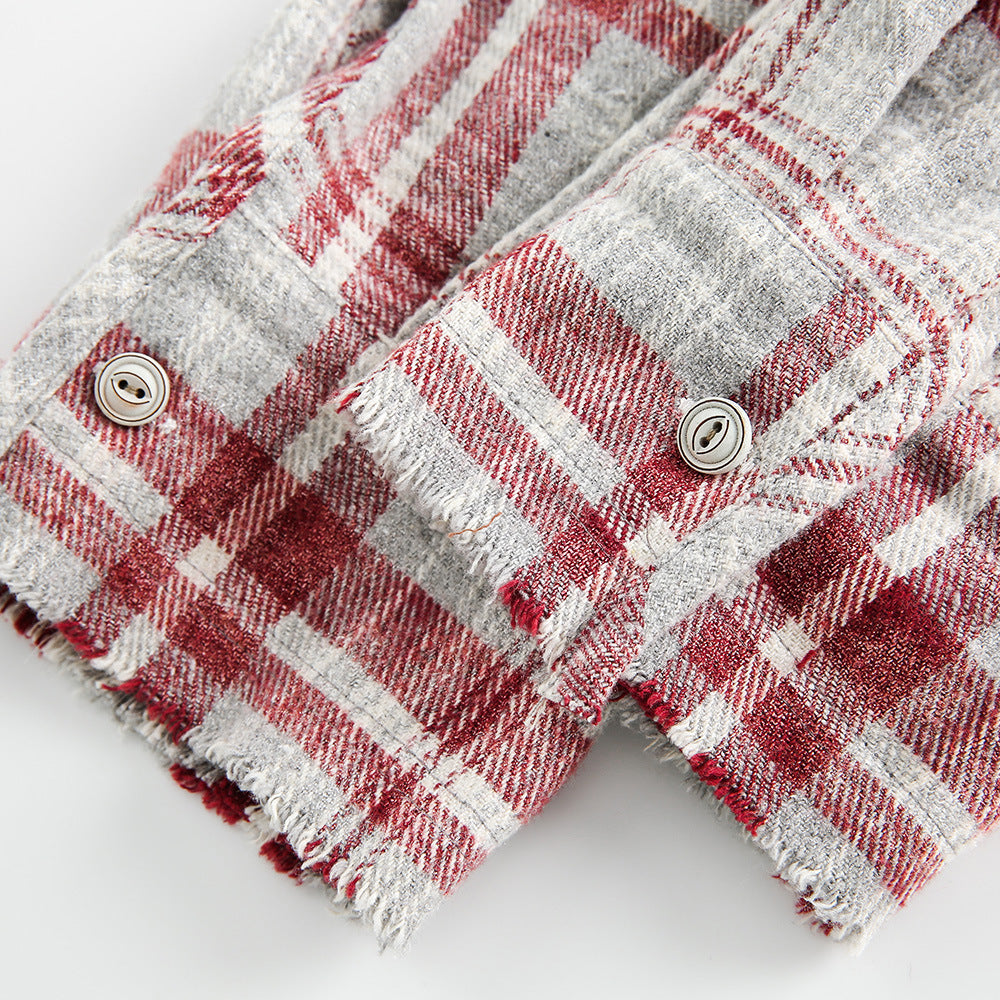 American Retro Plaid Shirt Men's Loose Casual Long Sleeves