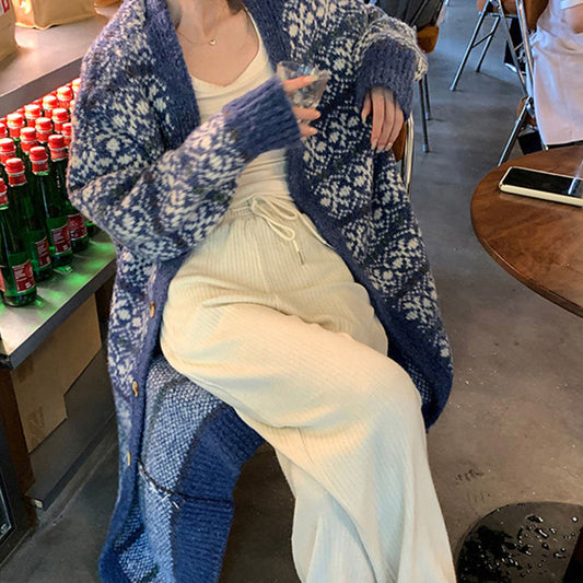 Western Style Ethnic Style Long Sweater Coat Women