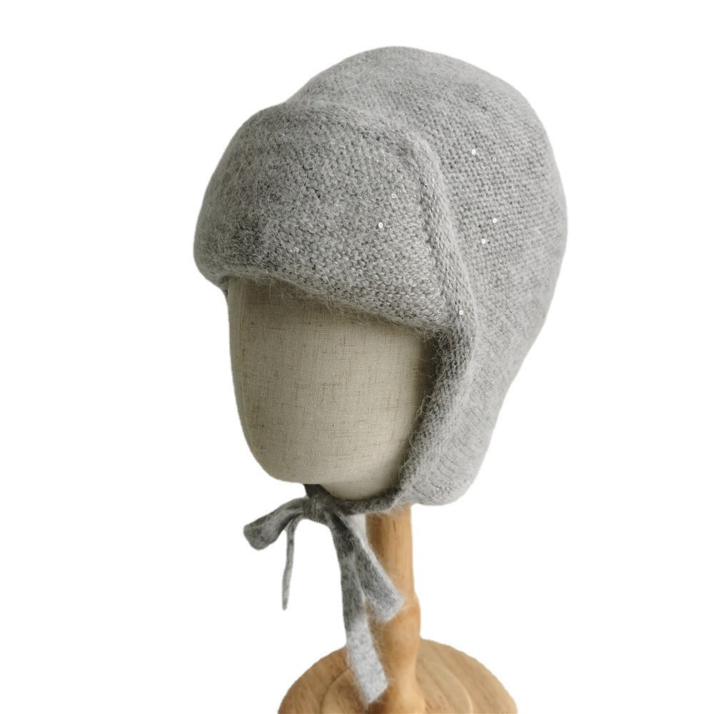 Women's Autumn And Winter Warm Rabbit Fur Sequin Hat