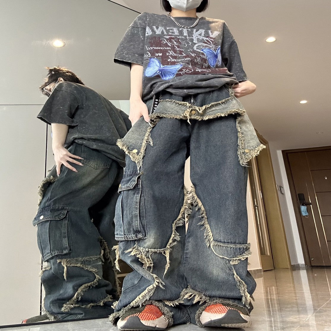 Small Street Design Sense American Retro Jeans Dame