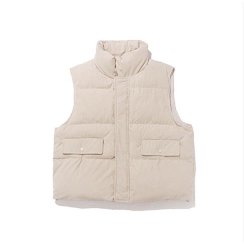 Corduroy Workwear Cotton Vest Loose Apricot Sleeveless Jacket For Boys And Girls