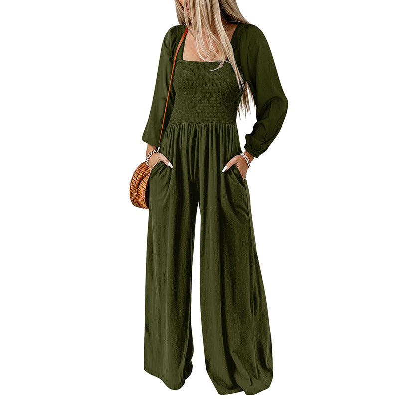 New Solid Color Wide Leg Trousers Women's European And American Thin Simple
