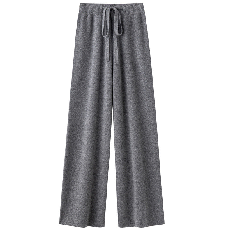 Pure Wool Wide-leg Pants Mid-waist Drooping Slimming Casual