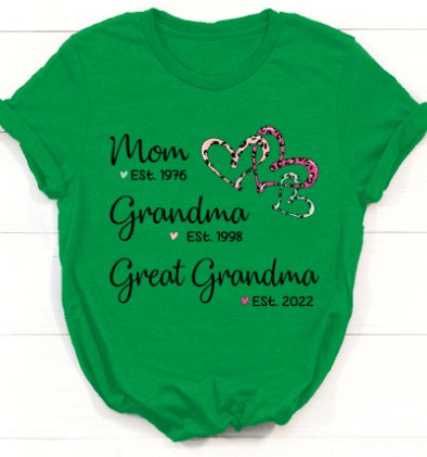 Women's Summer Grandma Alphabet Print Short Sleeves