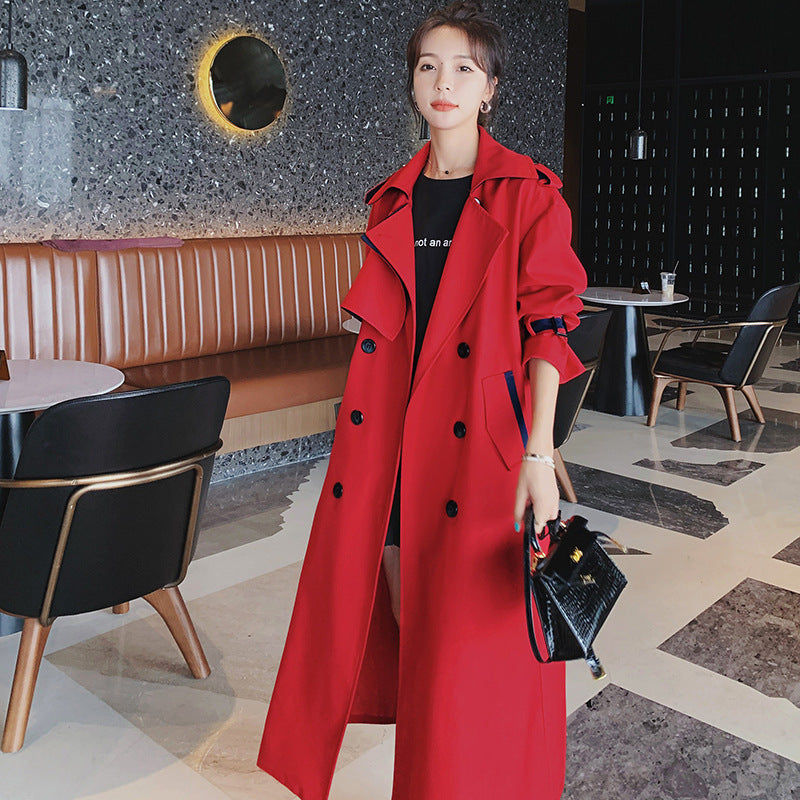 Long Style Popular Slim Temperament British Style Autumn New Casual Slim Coat