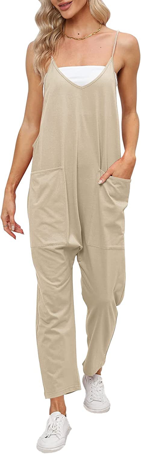 Women's Fashion Simple Large Pockets Strappy Pants