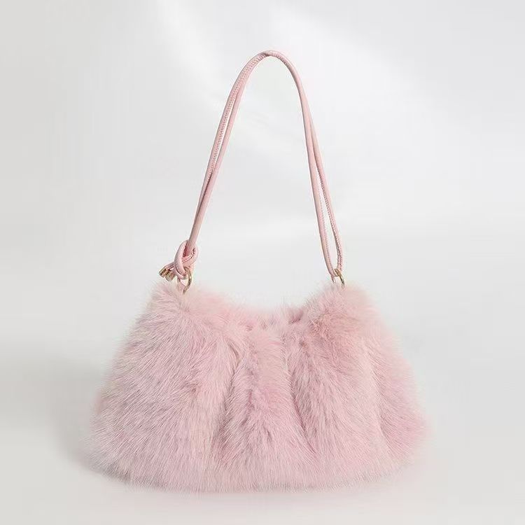 Plush Bag Women's Fashion Casual Portable Underarm Bag