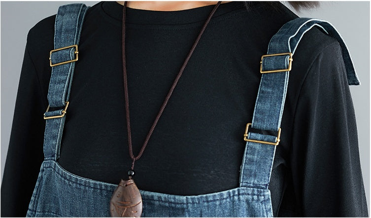 Casual Literary Women's Plus Size Denim Overalls