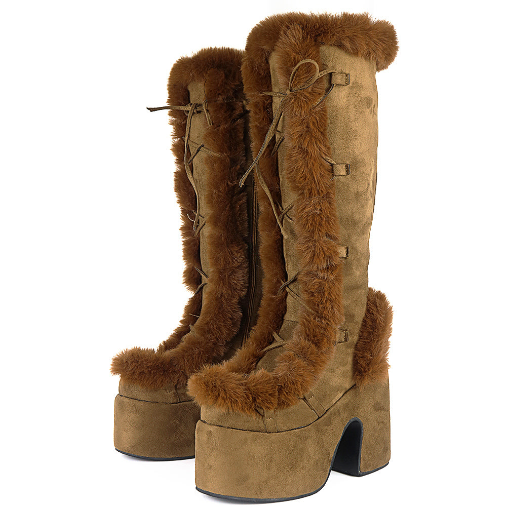 Platform High Heel Women's Mid Tube Boots