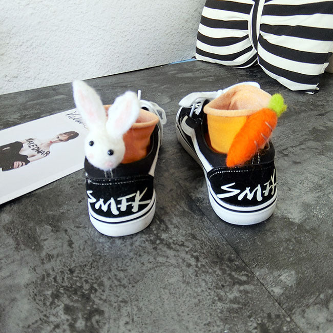 Personalized Rabbit Carrot Asymmetric Wool Felt Socks
