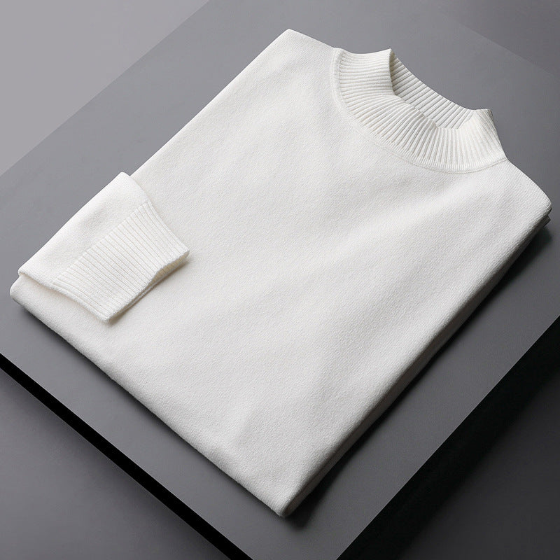 Langærmet sweater mænds efterår og vinter termisk hovedbeklædning halv rullekrave