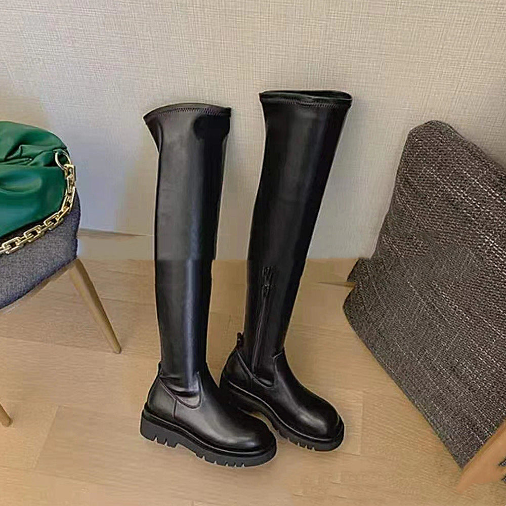 Women's Thin Thick-soled Waterproof Side Zipper Boots