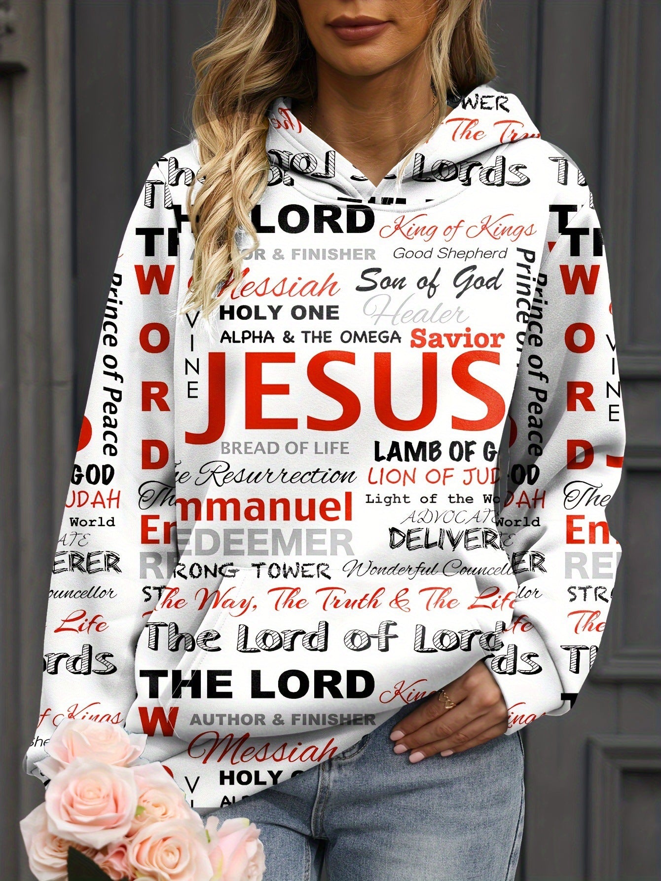 European And American Letter Print Hoodie Casual Kangaroo Pocket Long Sleeve Sweatshirt