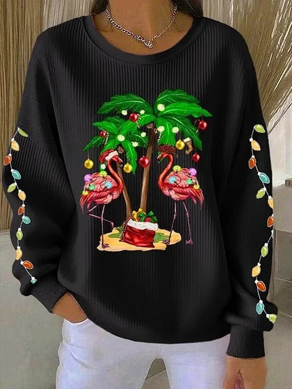 Womens Relaxed Casual Christmas-Style Pullover Top