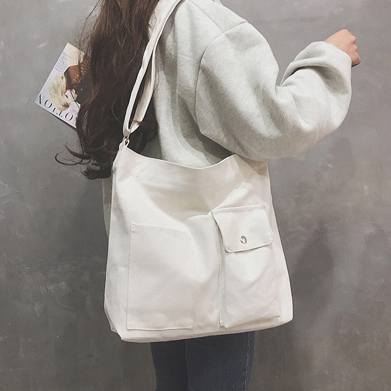 Women's Cross-body Canvas Artistic Solid Color One Shoulder Simple Casual Student Bag