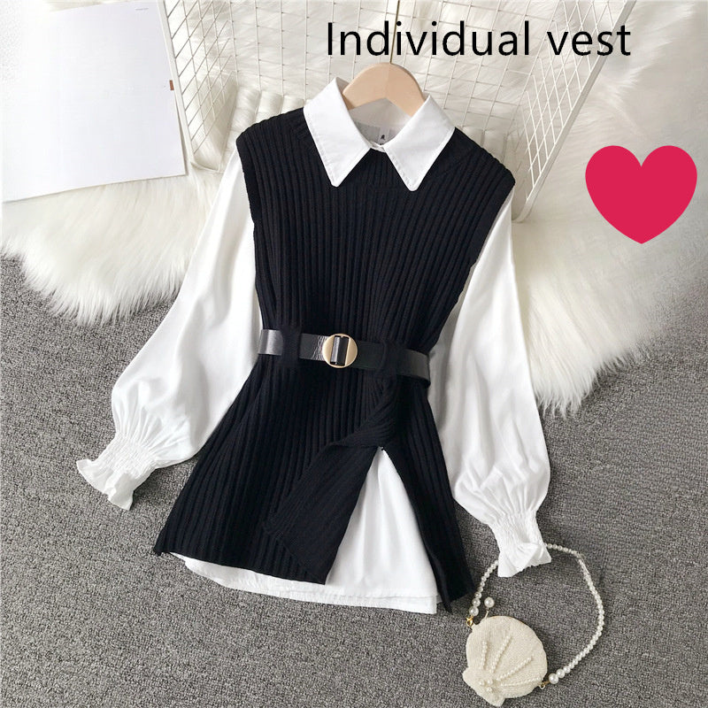 Shirt Knitted Two-piece Vest Set Fan High Quality Casual Fashion