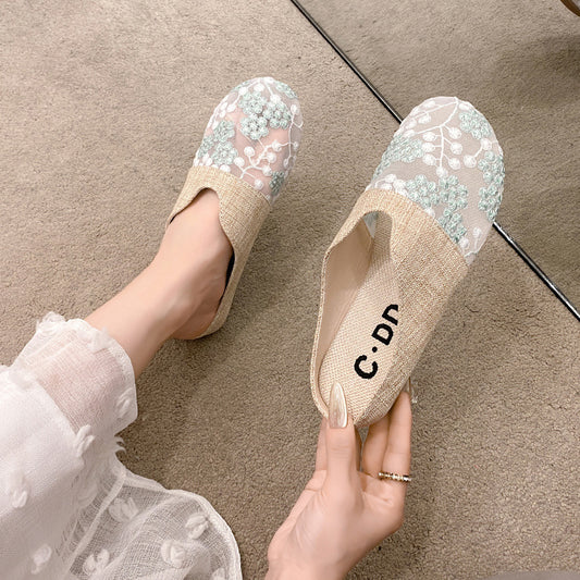 Toe Box For Outdoors Low Heel Flat Slip-on Lofter Hollow Sandals