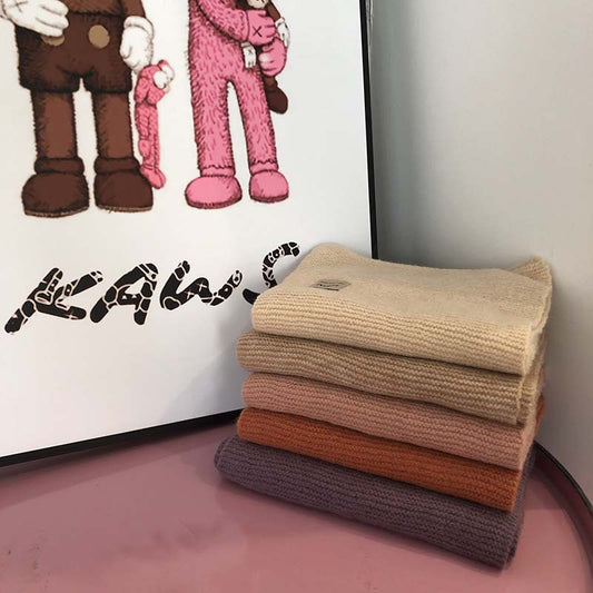 Pure Color Soft Knitted Women's All-match Warm Scarf