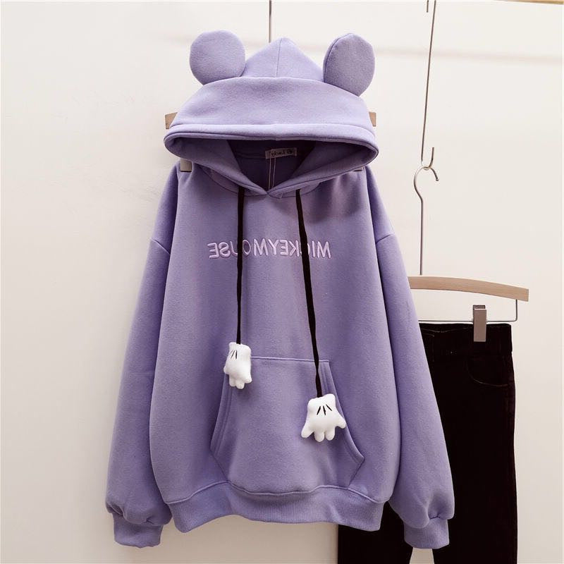 Dame Sweater Fleeceforet Tyk Broderi