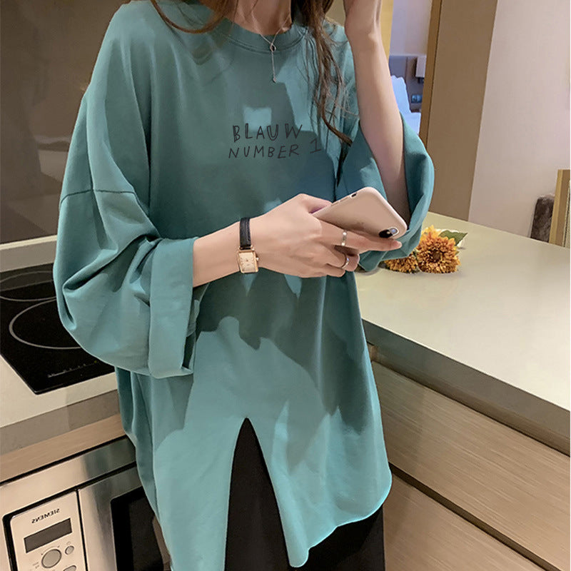 Stylish Slit T-shirt With Long Sleeves For Women