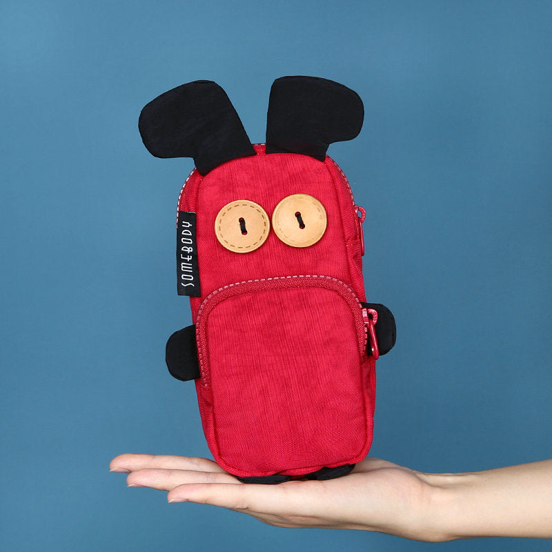 Creative Funny Rabbit Large-capacity Cute Three-color Patch Pencil Bag
