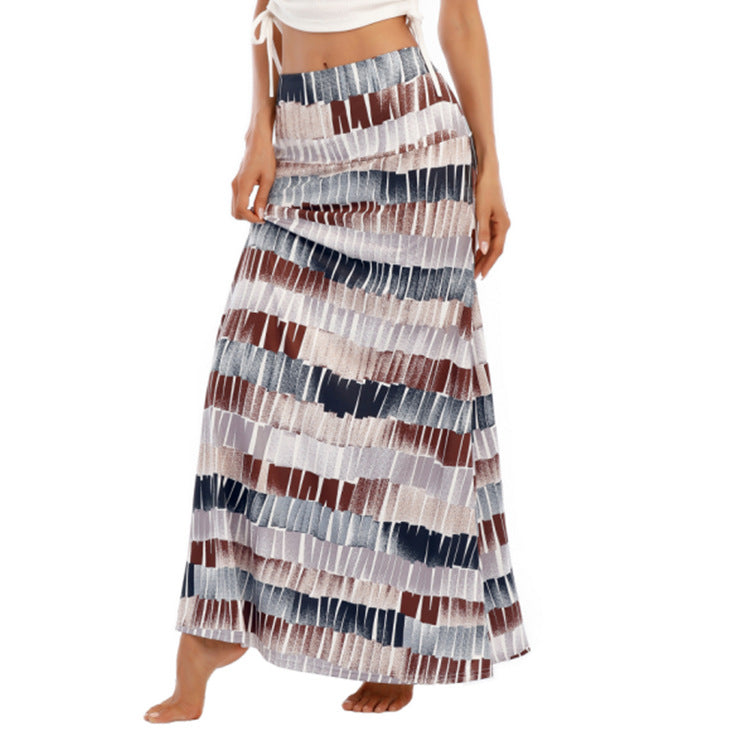 Bohemian Print Leopard Print A- Line High Waist Female Dress