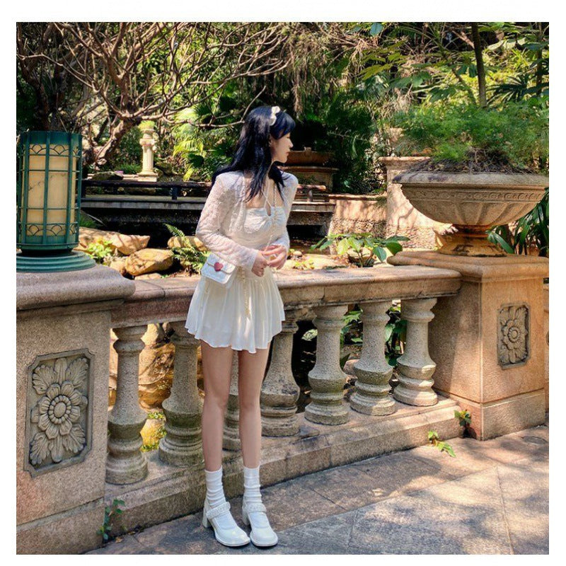 Women's Fashion White Pleated Skirt