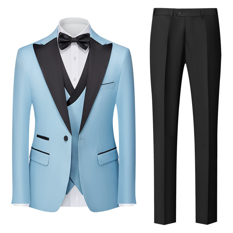 Korean-style Slim-fit Three-piece Suit Set