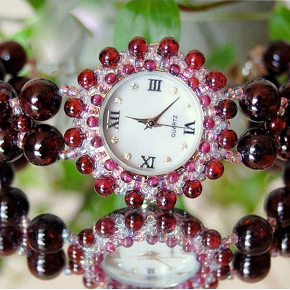 Garnet bracelet watch