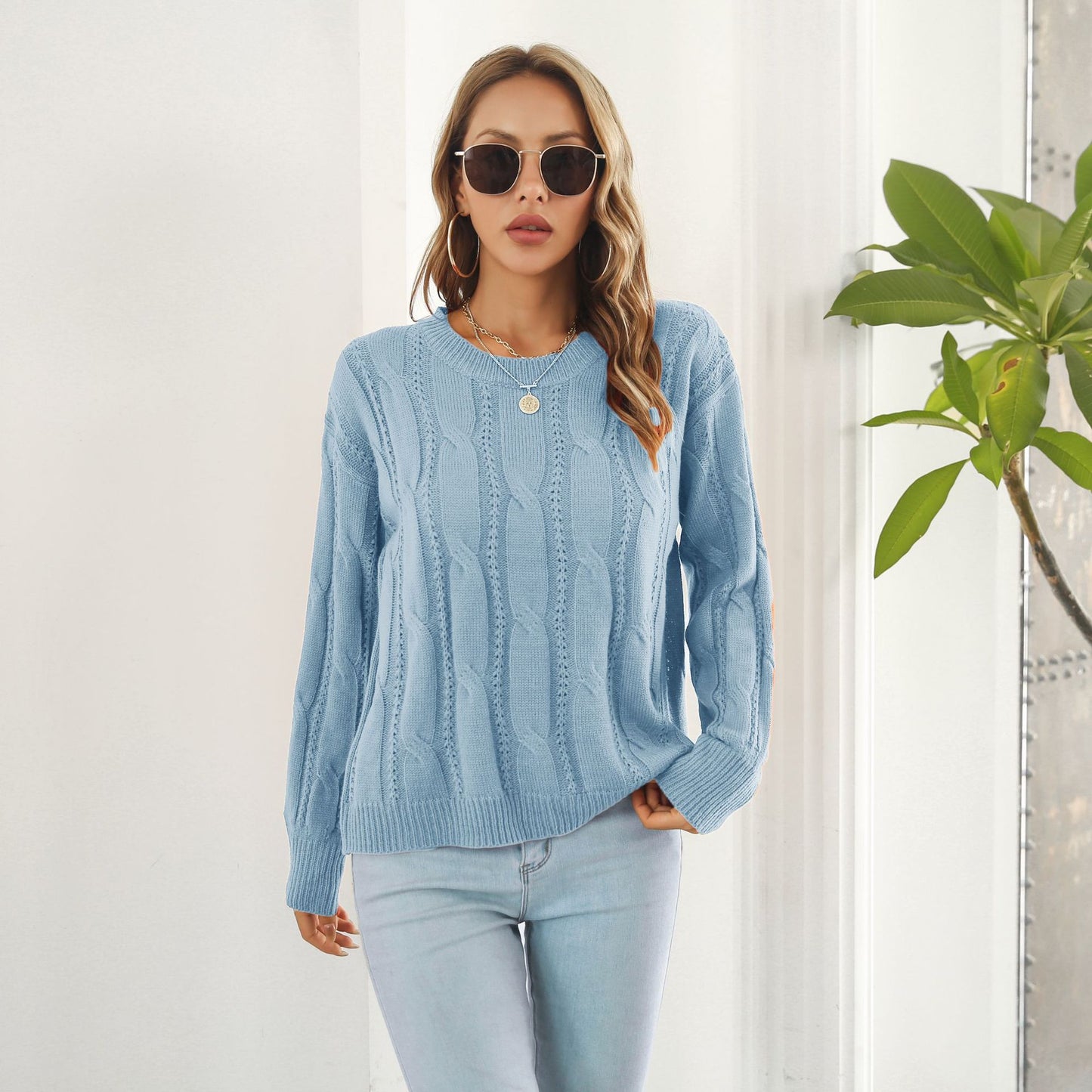 Twist Hollow Loose Long Sleeve Casual Knitted