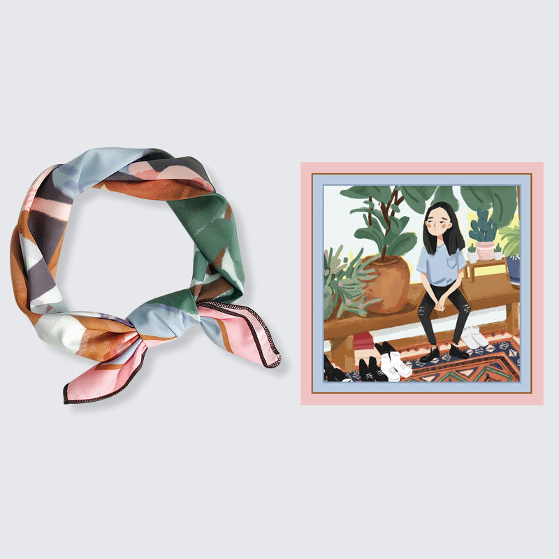 Decorative Spring And Autumn Chiffon Print Small Scarf