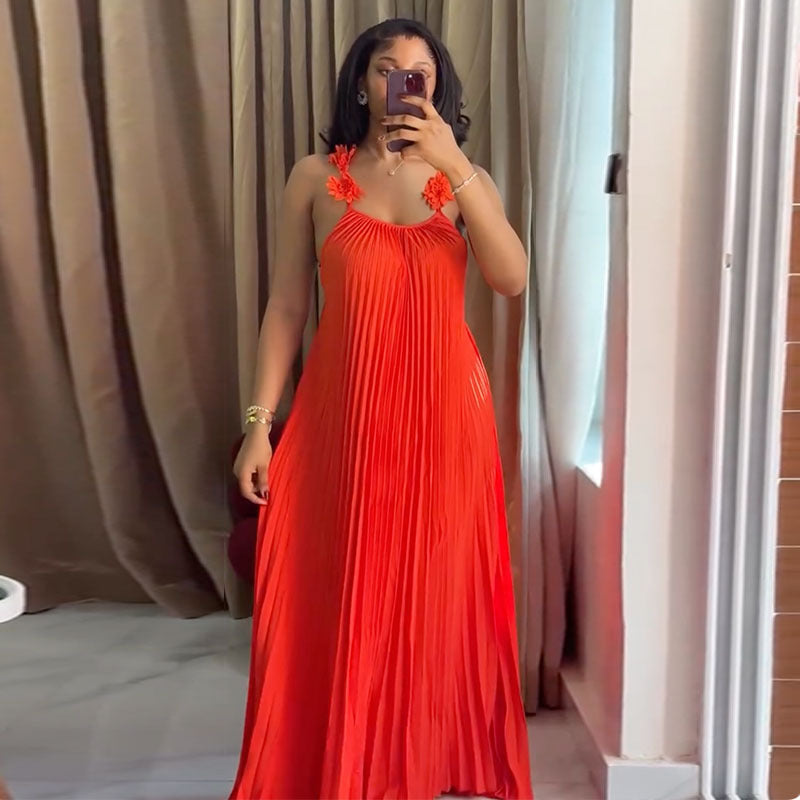 Sweet And Fresh Strapless Backless Pleated Maxi Dress